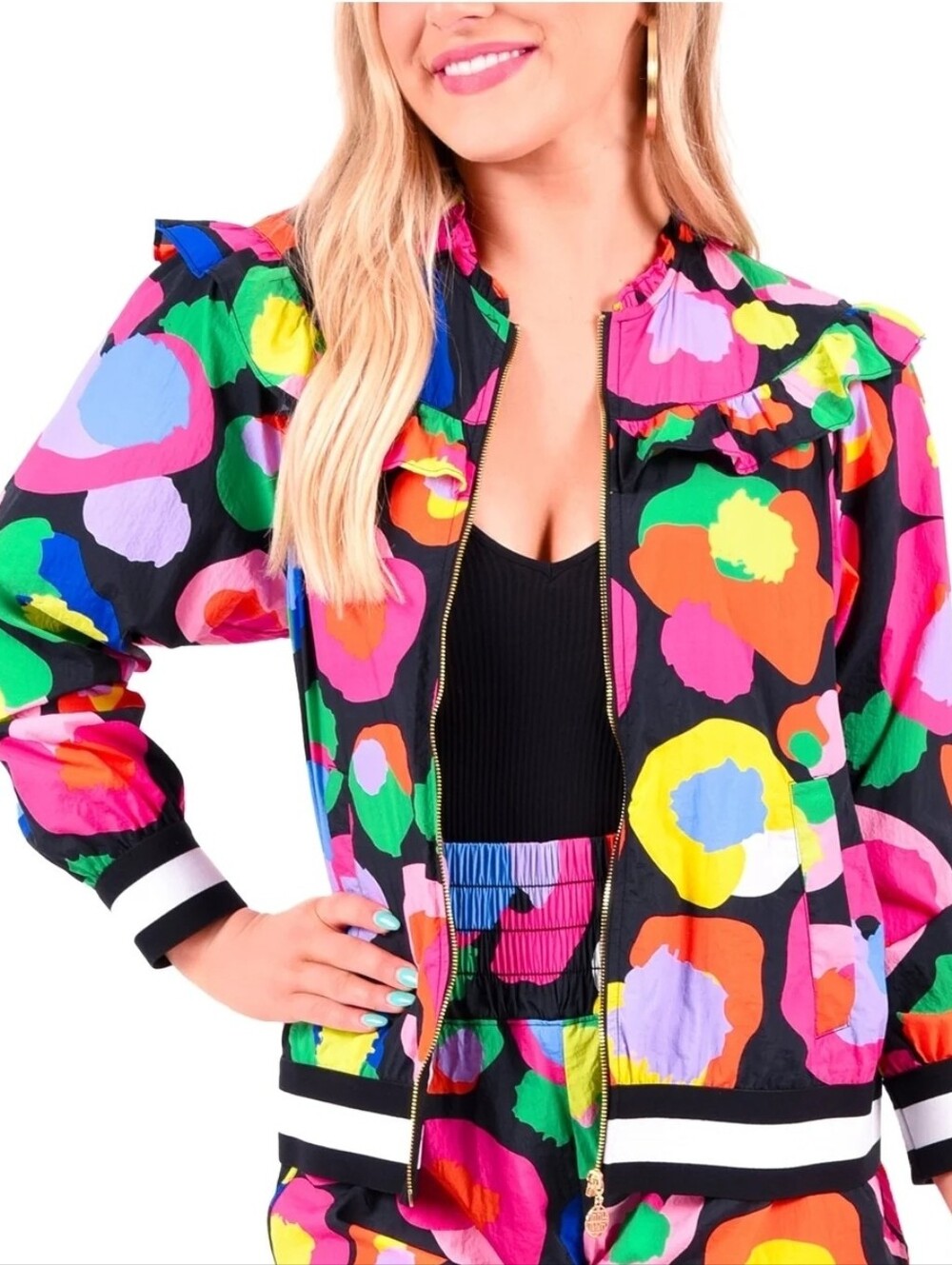 Emily McCarthy Ruffle Bomber Pop Cheetah Size Large